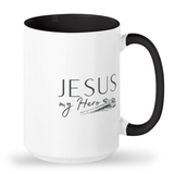 The Hero on a tall glossy ceramic mug