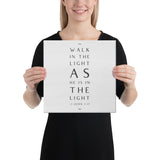 Walk in the light Bible Scripture on Canvas